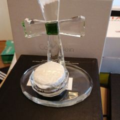 Crystal cross on stand.
