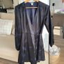 HM satin black and blue bird print wrap dress S Image 2