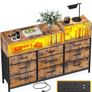 Chest of Drawers Bedroom, Dresser Cabinet with 2 Sockets, 2 USB Ports and 10 Colored LED Strips Image 3
