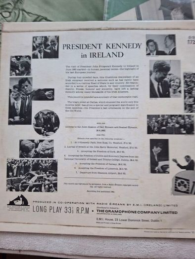 3 x VINTAGE VYNAL LP's RECORD ALBUMS 1963 PRESIDENT Kennedy In Ireland , Irish Humorous & Papular songs Martin Crosby , Irish Memories Farher Sydney MacEwan