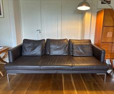 Bo Concept 3-seater leather sofa (dark brown)