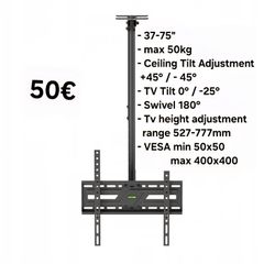 Tv Ceiling Tilt Swivel Adjustable TV Mount Bracket 37-75"