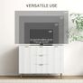 2-Door Sideboard with 3 Drawers and Adjustable Shelves - White Image 7