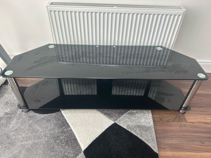 Black Tempered Glass TV Stand