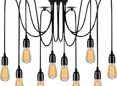 10 Lights Spider Lights Pendant Light Multiple Bulb Sockets Ceiling Lighting Party DIY Pendant Lamp for Bedroom Cafe Hall Bar