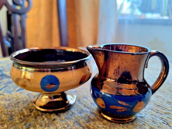 Vintage pitcher and salt bowl