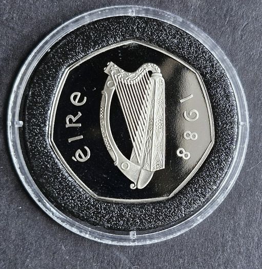 Ireland 1988 Dublin 50 P Fifty Pence Proof Coin