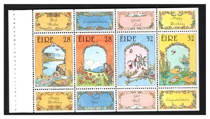 1992 Ireland Greetings Commemorative Stamps Booklet Pane Mint Never Hinged (MNH). Hibernian H51