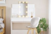 Dressing Table with LED Lights White 96x40x142 cm