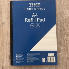 Tesco Home Office A4 160 Lined Page Refill Pads