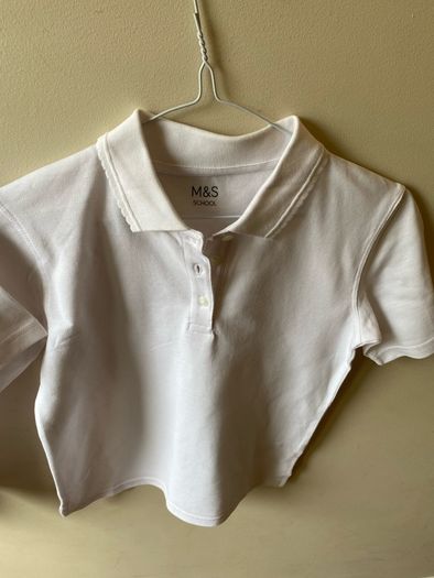 M&S girls white polo shirts (new) age 8-9