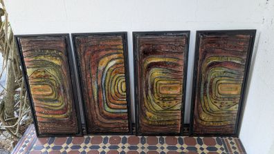 Set of 4 Abstract Textured Wall Art Panels