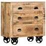 Side Cabinet with Wheel 70x40x75 cm Solid Mango Wood Image 10