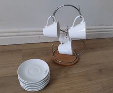 White Porcelain Cups and Saucers