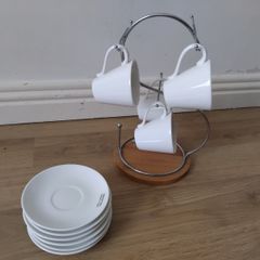 White Porcelain Cups and Saucers