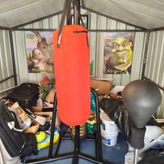 Punch bag with stand, punch ball and weight bench