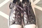 Girls black glitter converse