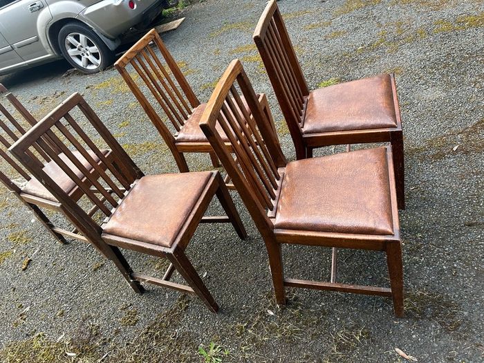 Arts and Crafts Style Solid Wooden Chairs x6