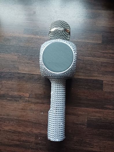 Sing-along Silver Bling Karaoke Microphone & Bluetooth Speaker All-in-one