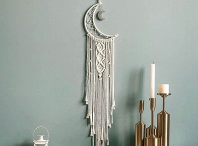 Macrame Wall Hanging with LED Light,Moon Dream Catcher Woven Wall Tapestry Bohemian (MULTIPLE STYLES)