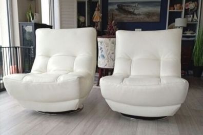 leather swivel armchairs x 2