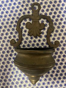 brass holy water font