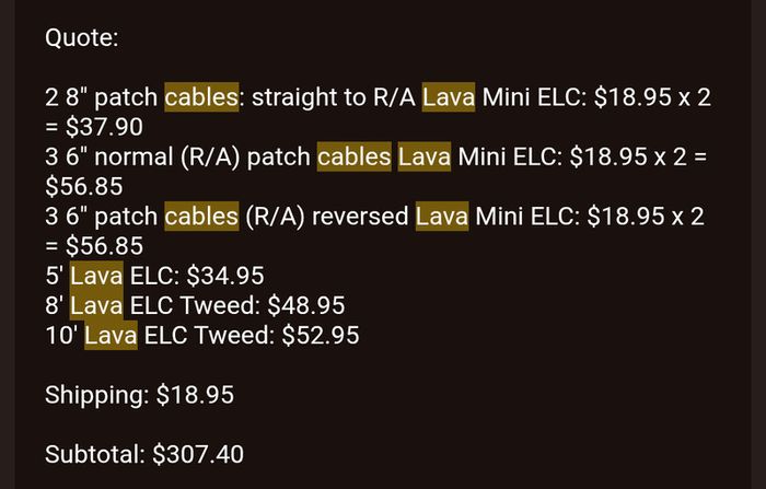 Lava Cable guitar and pedal cables