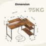 L-Shaped Desk with LED, 120x70cm Computer Desk with Monitor Stand Image 2