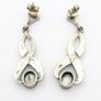 925 Vintage Sterling Silver, Marcasite & Mother of Pearl Drop Earrings Image 4