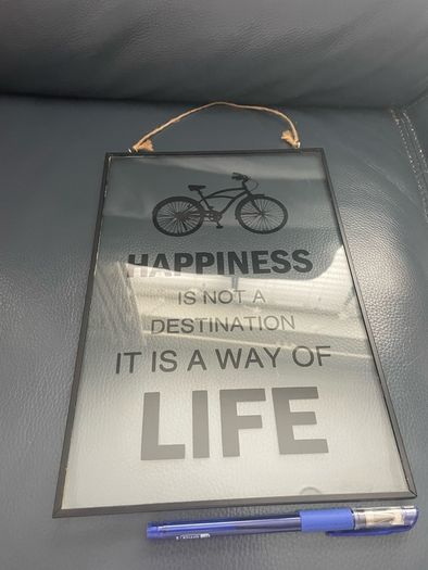 wall art Happiness sign glass metal