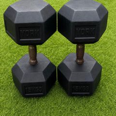 York 15kg Hex Dumbbells Pair (30kg Total)
