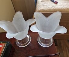 Vintage frosted Art Glass Tealight Candle Holder Tea Light