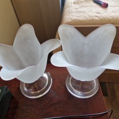 Vintage frosted Art Glass Tealight Candle Holder Tea Light