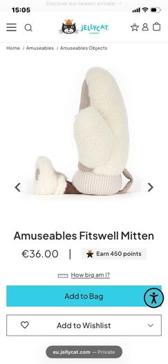 New Season JELLYCAT Amuseables Fitswell Mitten