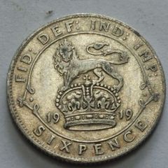 1919 silver sixpence