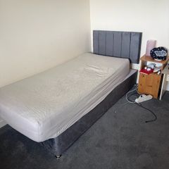 Single Bed Base, Mattress and Headboard