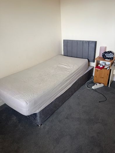 Single Bed Base, Mattress and Headboard