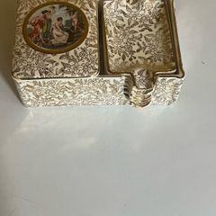 1954 cigarette box holder/ match . 6 individual ash trays
