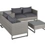 4 Pieces Rattan Garden Furniture Set, 4 Seater Garden Sofa Set with Storage Box, Loveseats and Glass Top Table, Wicker Outdoor Conservatory Furniture with Cushions for Outdoor, Patio, Grey Image 2