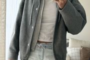 RIVER ISLAND grey wool bomber jacket