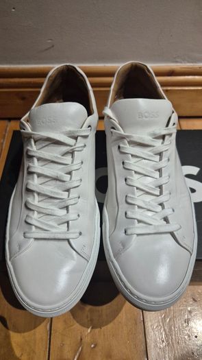 Hugo boss white leather trainers