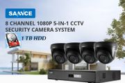 SANNCE 8CH 1080N DVR CCTV System 4pcs 1080P Dome Security Cameras IR Indoor Waterproof Outdoor Video Surveillance CCTV Kit