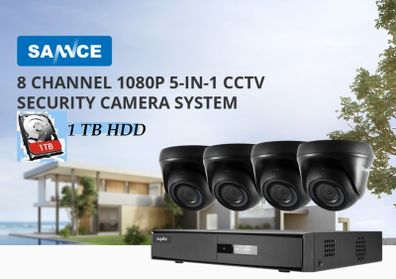 SANNCE 8CH 1080N DVR CCTV System 4pcs 1080P Dome Security Cameras IR Indoor Waterproof Outdoor Video Surveillance CCTV Kit