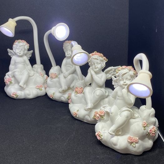 Little Angel Polyresin Lamp | White, Battery powered