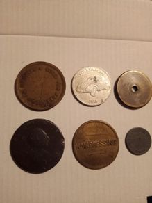 Vintage Token & Coin Collection - Shell Beetle, Hairdressing Tally, Arcade Tokens
