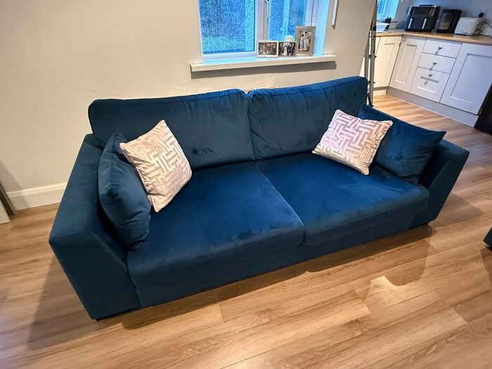 DFS Navy Plush Sofa