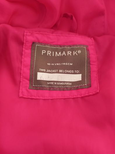 PRIMARK pink girl's coat, size 10-11