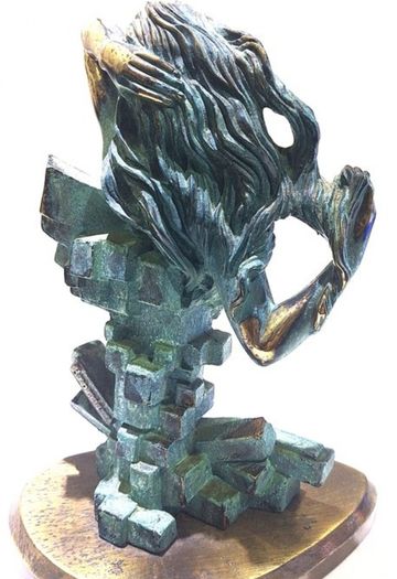 Woman With Naked Bust (35cm, 4.5kg) - Patinated Bronze, Signed