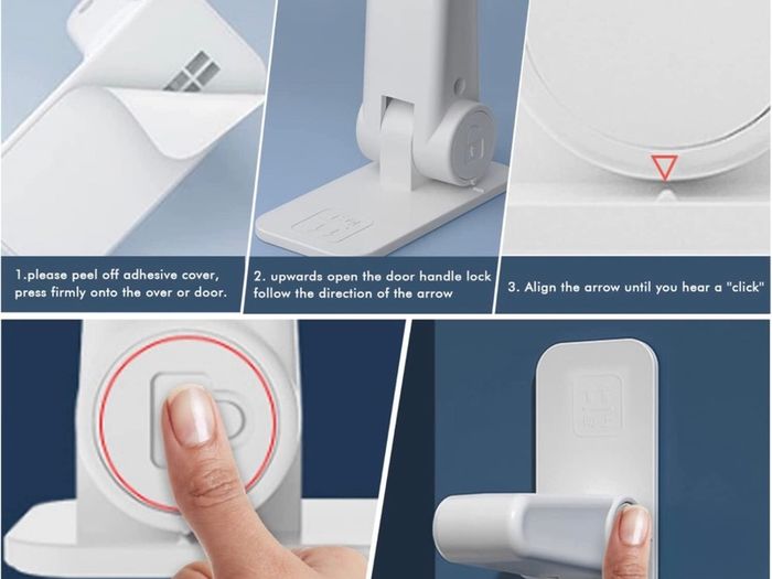 Door Lever Lock, 2 Pcs Door Handle Locks for Child, Baby Safety Locks for Dedroom Door No Drilling with Prevent Toddlers from Opening Doors (White)