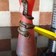 Franz Caffrey Rare Handcrafted Art Nouveau Bud Vase with Copper Snake or Flower Design